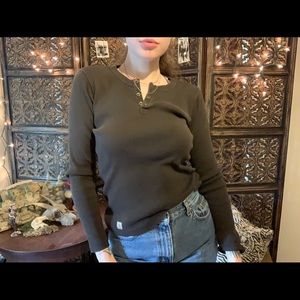 Ribbed Carhartt Henley, Small, Olive